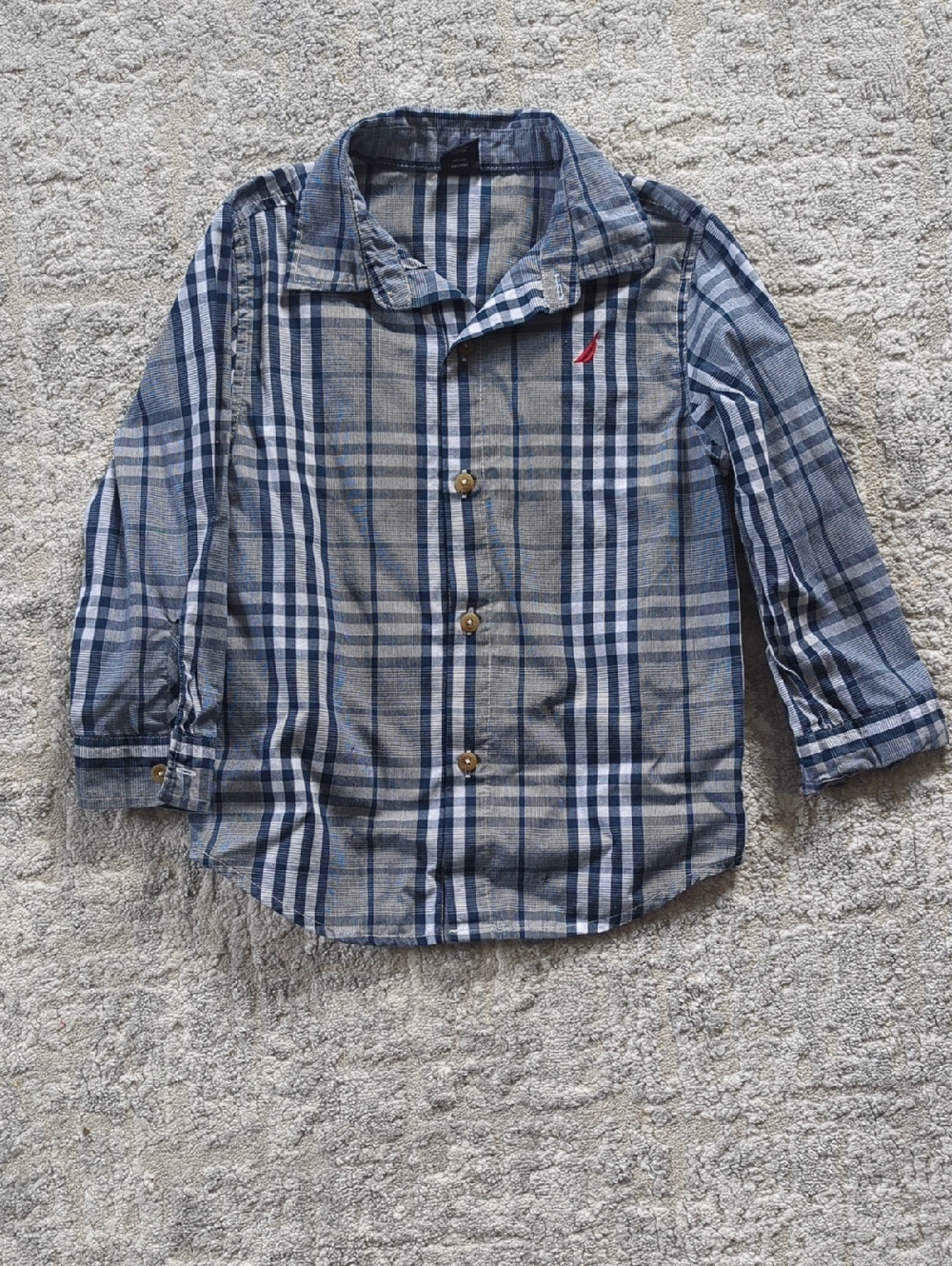 Nautica Blue Plaid Button-Down Shirt Size 4T